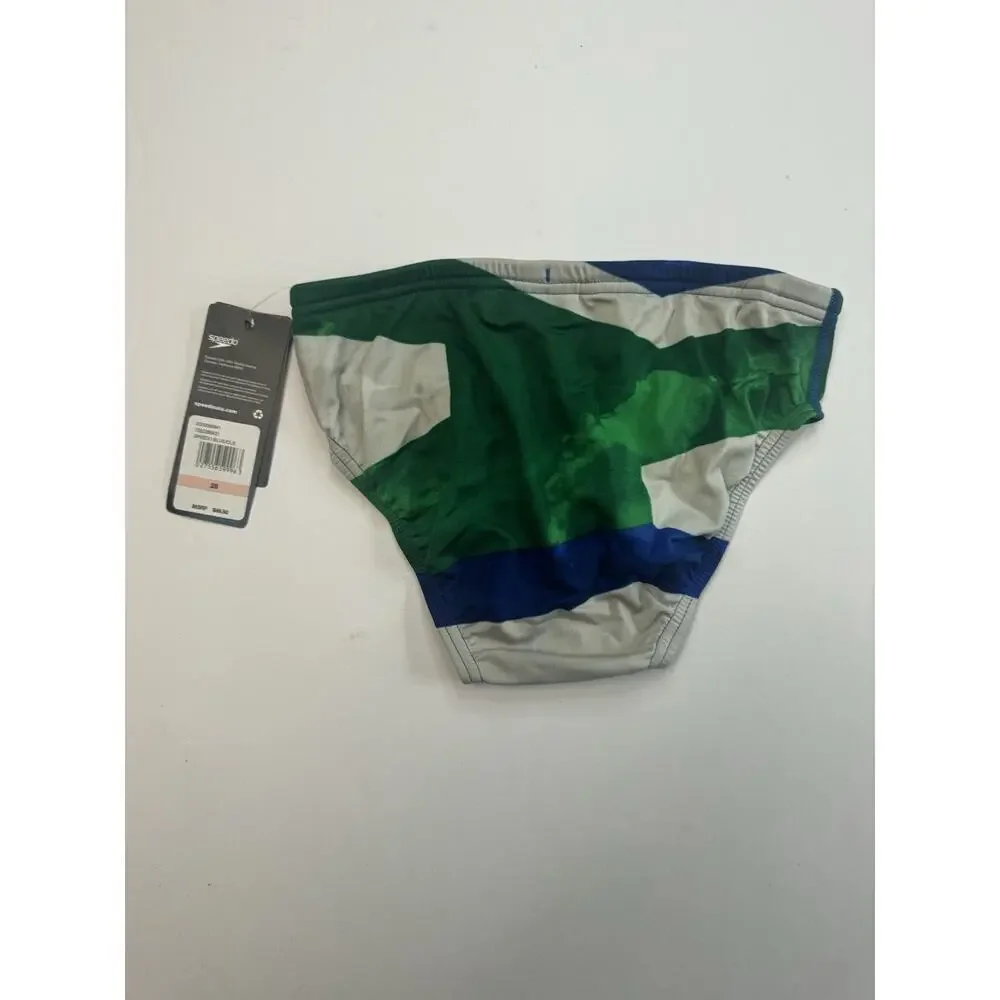 Speedo Endurance+ Swim Brief Men’s Size 28 Blue Clear Green NWT